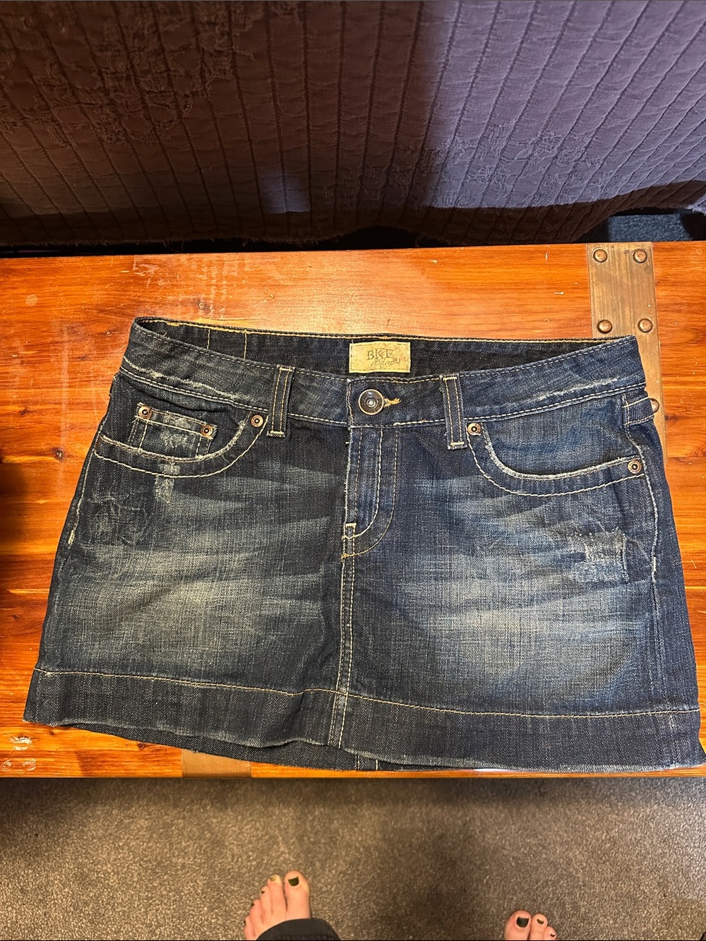 BKE Washed Blue Denim Mini Skirt